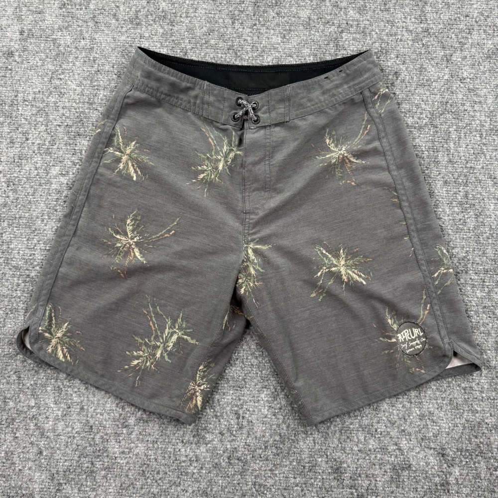 Rip Curl‎ Board Shorts 32 Gray Palm Tree Print Mirage Surf Swim Mens